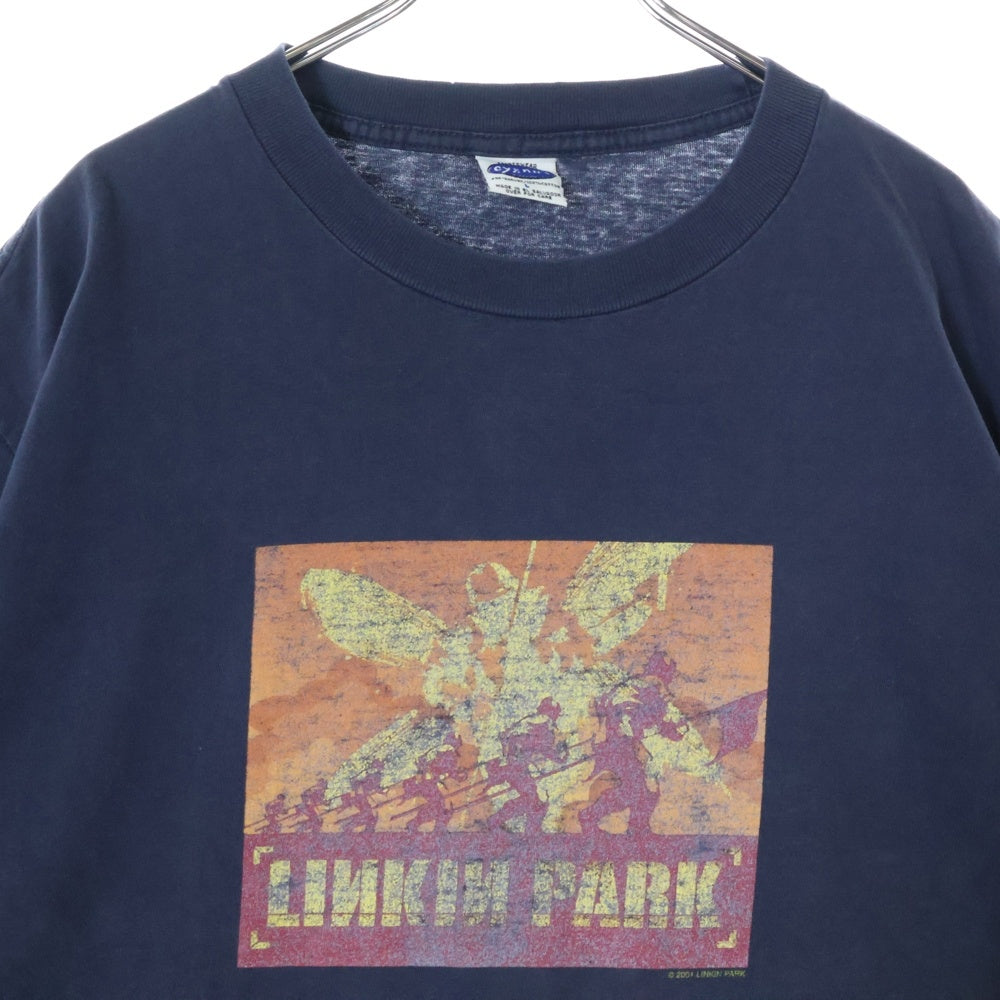 VINTAGE(ヴィンテージ) 00S LINKIN PARK HYBRID THEORY リンキンパーク ハイブリッドセオリー プリントロゴ 半袖Tシャツ カットソー ネイビー
