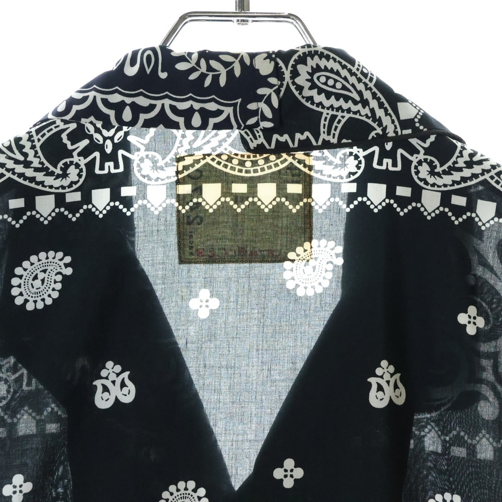 Sacai(サカイ) 21SS ARCHIVE PRINT MIX SHIRT アーカイブプリントミックス バンダナ柄 長袖シャツ ブラック/ホワイト 21-02470M