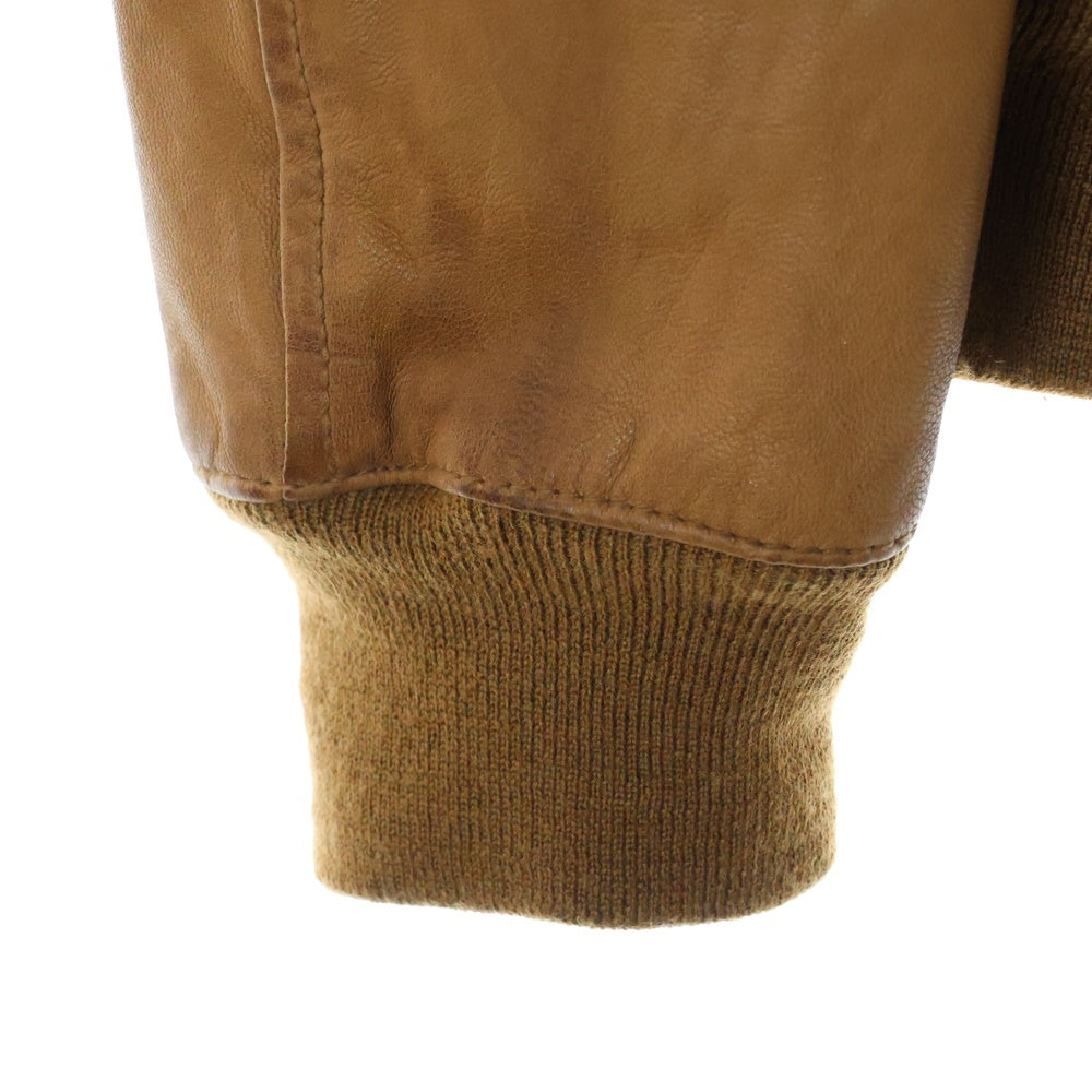 EDIFICE(エディフィス) エポレット付 シープスキン レザー ジップアップジャケット ブルゾン ブラウン