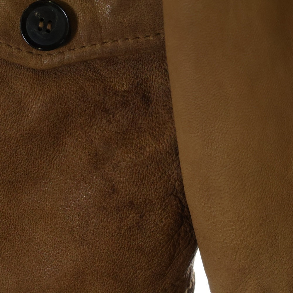 EDIFICE(エディフィス) エポレット付 シープスキン レザー ジップアップジャケット ブルゾン ブラウン