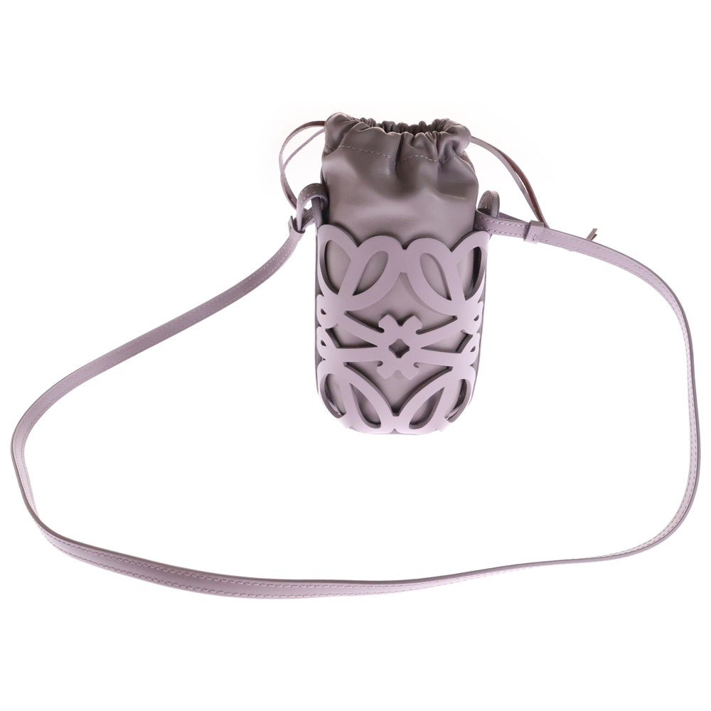 LOEWE(ロエベ) アナグラム クラシック カットアウト ポケット ナッパレザー 巾着 ショルダー バッグ パープル レディース C922Y62X04