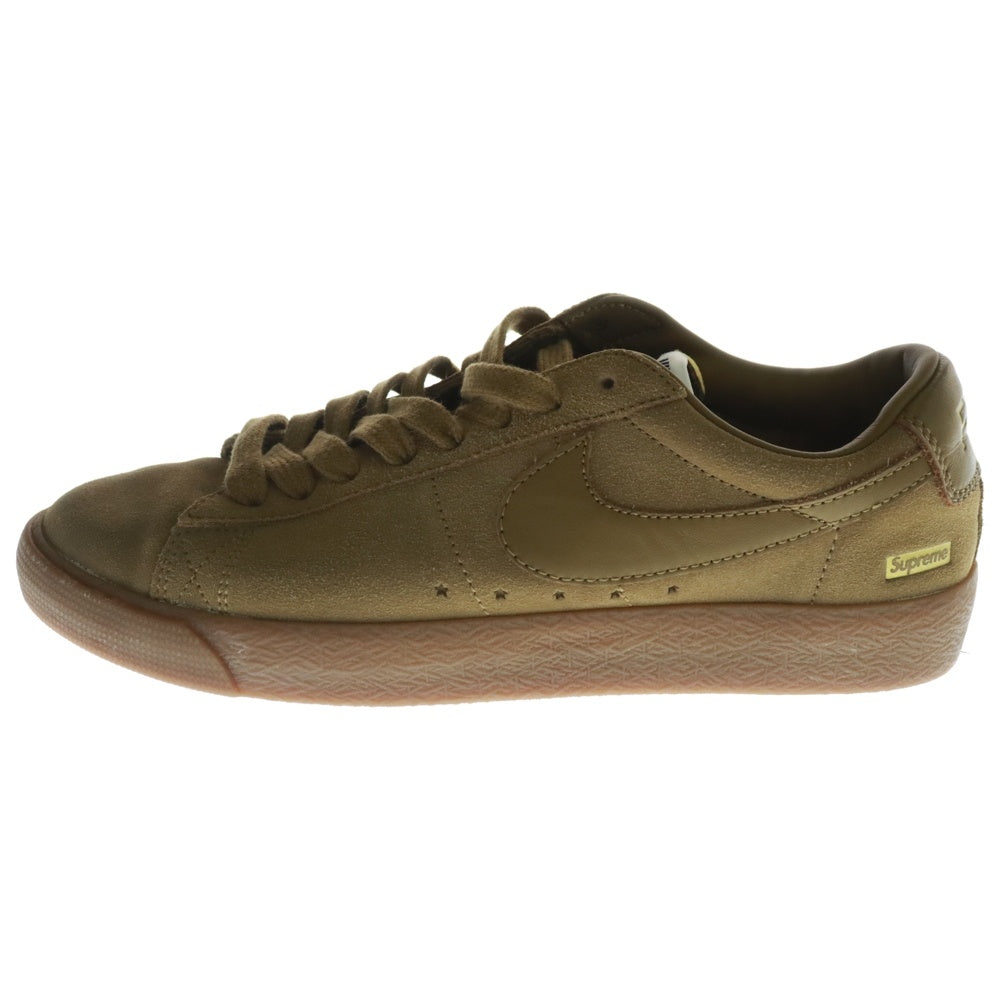 NIKE SB(ナイキエスビー) ×SUPREME 16AW BLAZER LOW GT Golden Beige シュプリーム ブレザー ゴールデンベージュ スエード ローカットスニーカー ブラウン US8/26cm 716890-229
