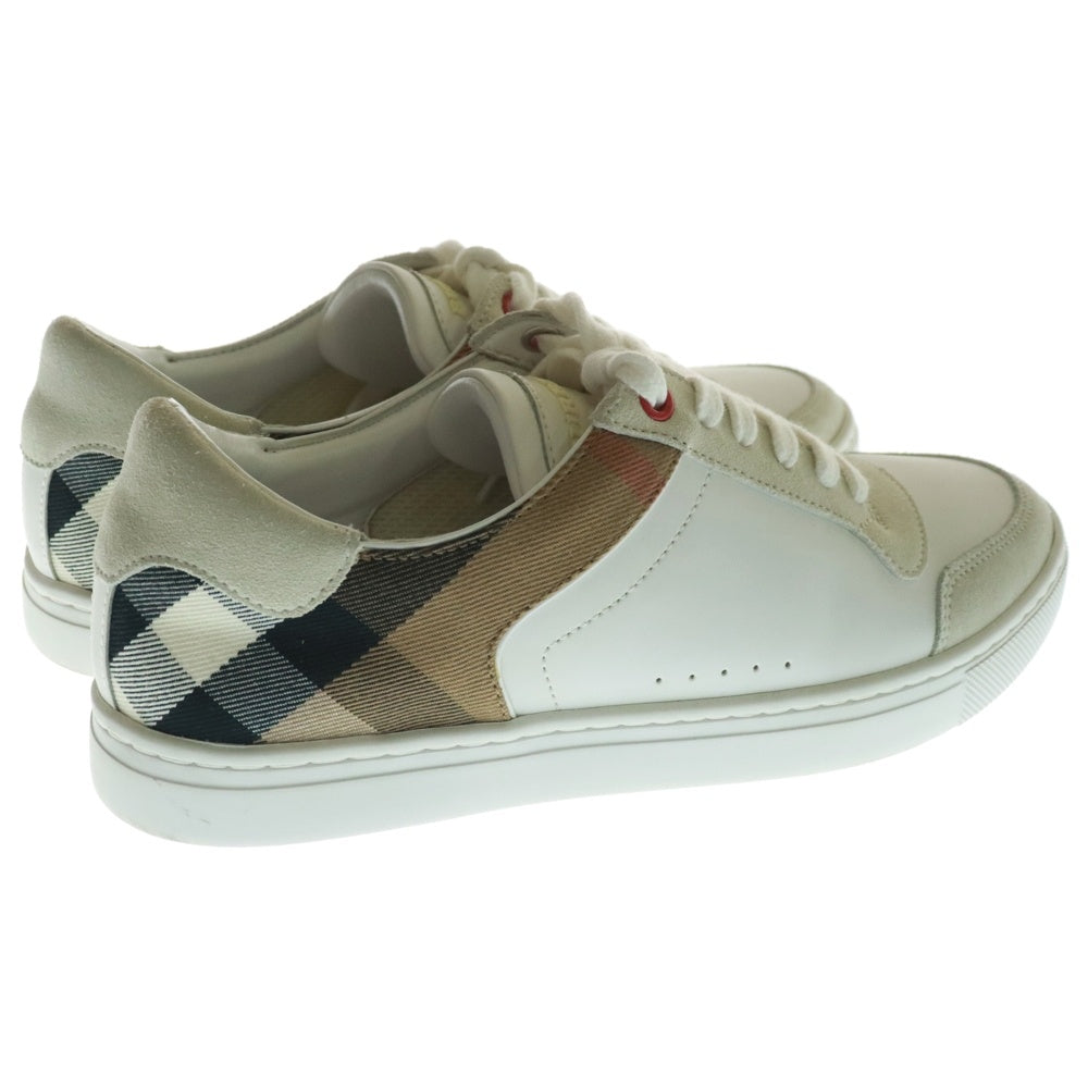 BURBERRY(バーバリー) レザースエード ハウスチェック ローカットスニーカー ホワイト BB8024125