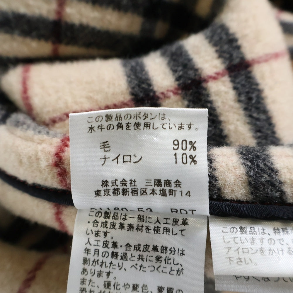 BURBERRY BLUE LABEL(バーバリーブルーレーベル) 裏地ノバチェック柄 ウールダッフルコート レッド FNF13-710 レディース