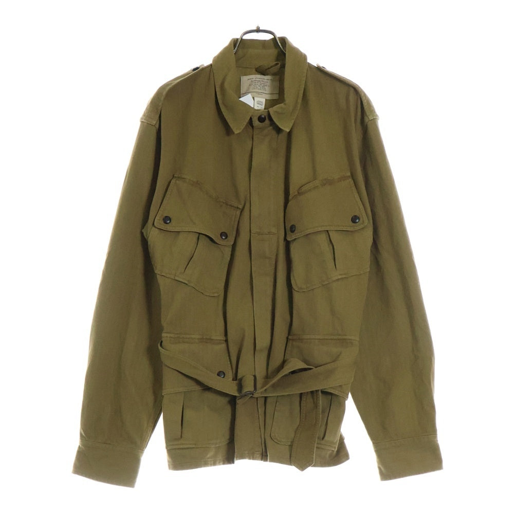RRL(ダブルアールエル) ヘリンボーン サファリ ジャケット ベルテッド ジップアップ ブルゾン オリーブ MNRRKNI16820173
