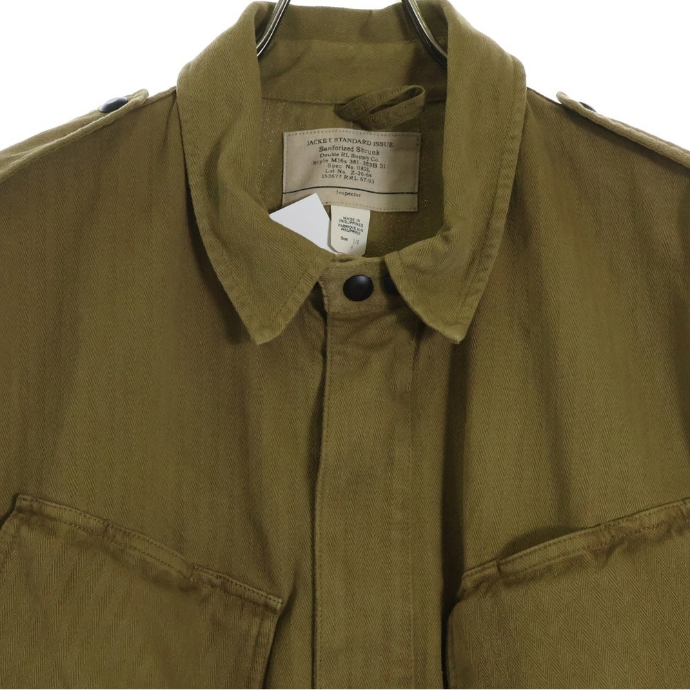 RRL(ダブルアールエル) ヘリンボーン サファリ ジャケット ベルテッド ジップアップ ブルゾン オリーブ MNRRKNI16820173