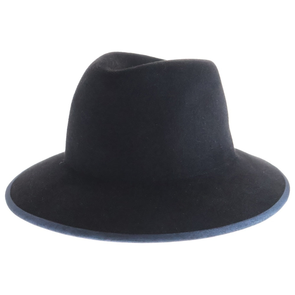 Yohji Yamamoto(ヨウジヤマモト) 05AW ウール フェドラハット 中折れハット 帽子 ネイビー FN-H01-874