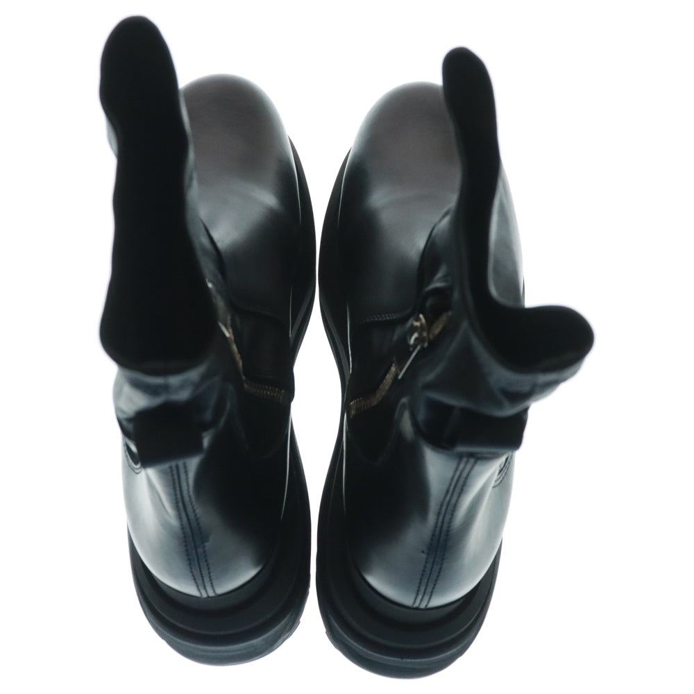 Sacai(サカイ) 23AW STRETCH SHORT BOOTS ストレッチ ボリュームソール レザー ブーツ ブラック レディース 23-06879