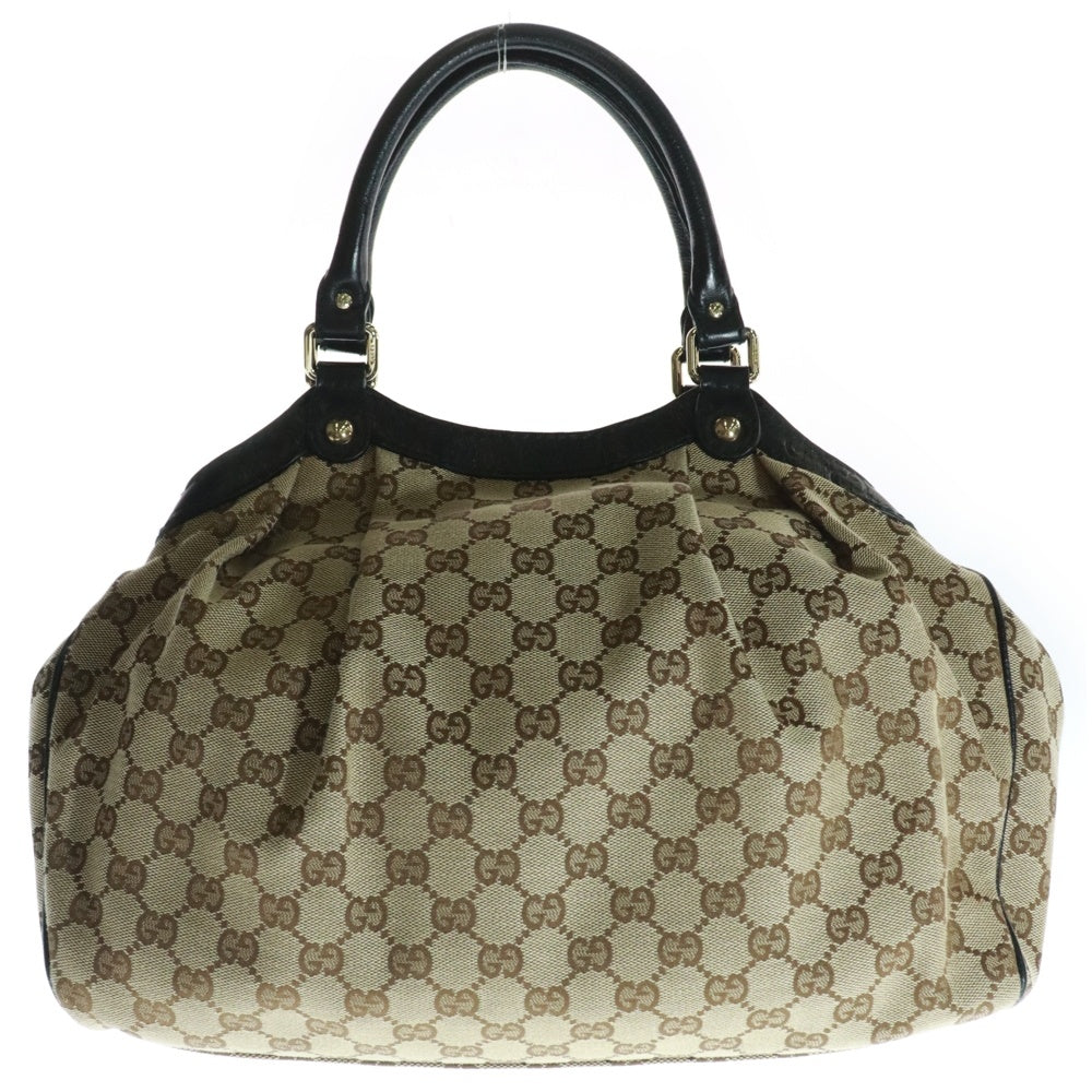 GUCCI(グッチ) スーキー GGスプリーム キャンバス レザー切替 ハンドバッグ ブラウン/ブラック 211944