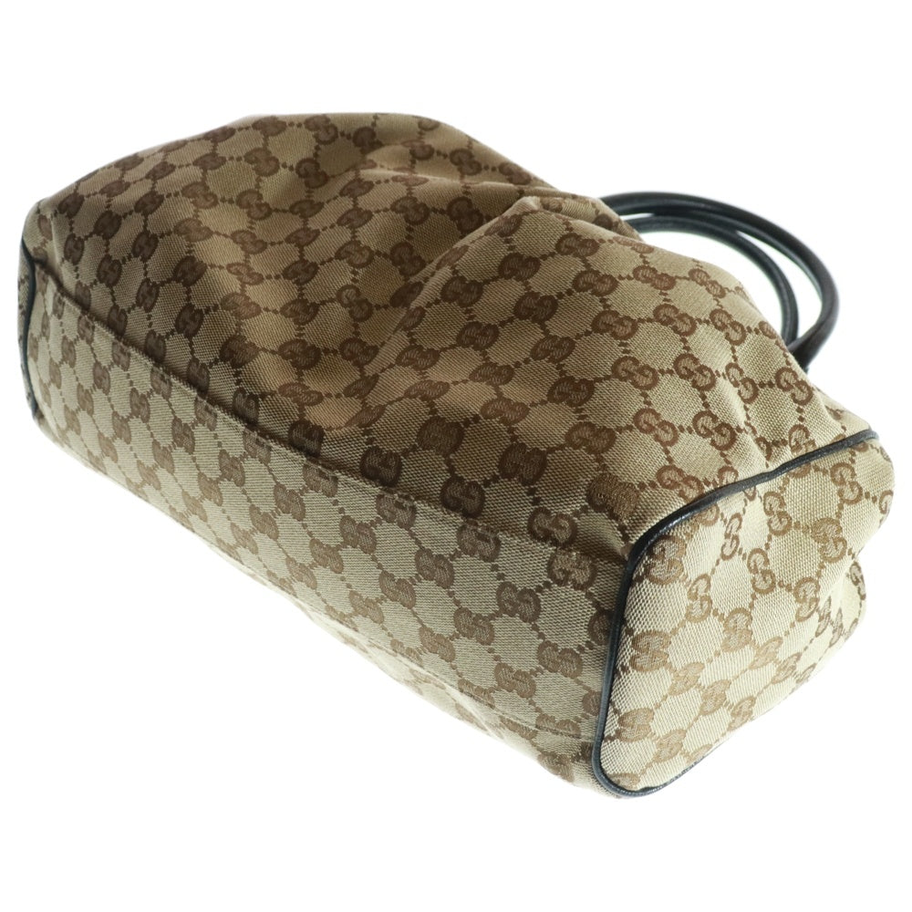 GUCCI(グッチ) スーキー GGスプリーム キャンバス レザー切替 ハンドバッグ ブラウン/ブラック 211944