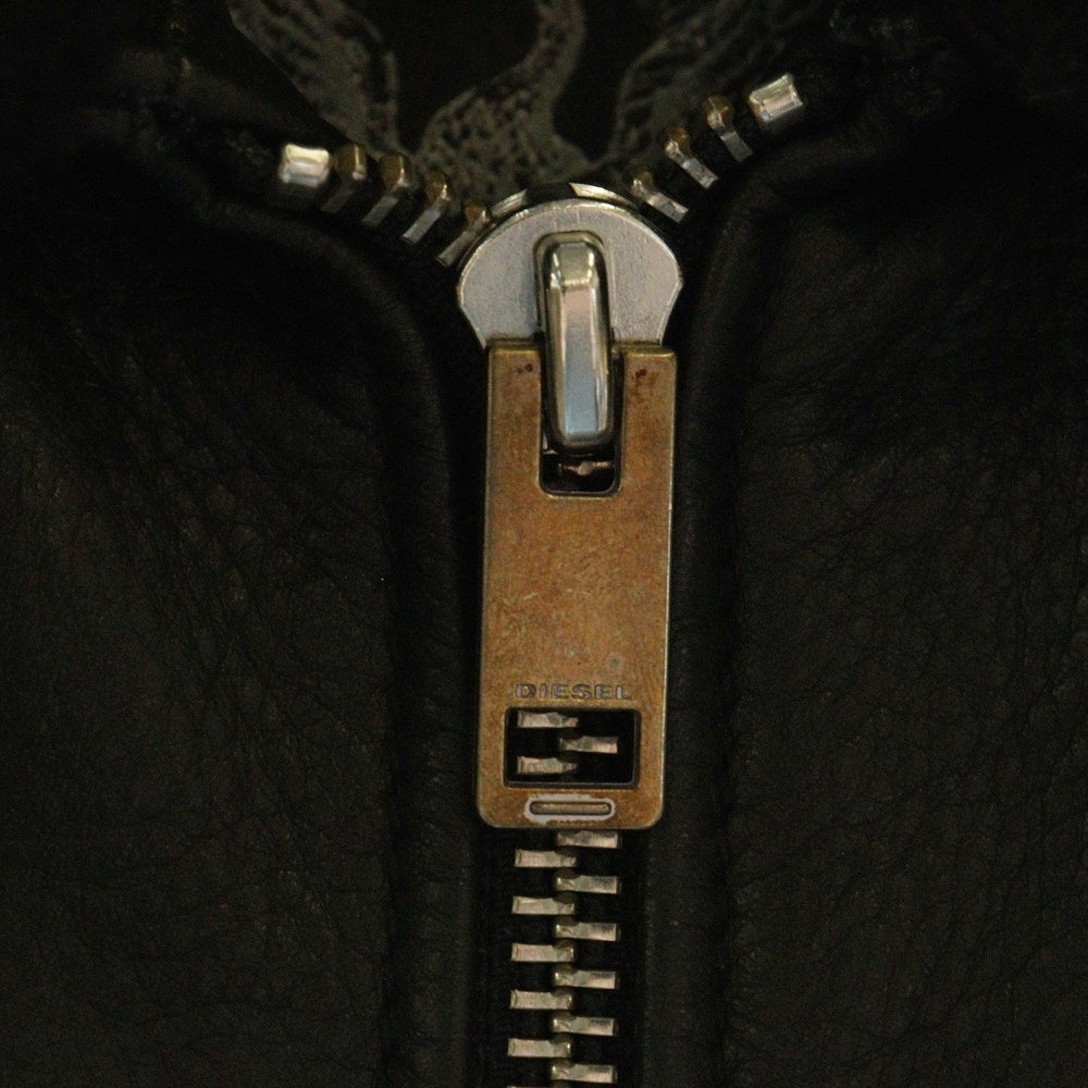 DIESEL(ディーゼル) L-COLLAR GIACCA エルカラー ボア レザージャケット ブラック