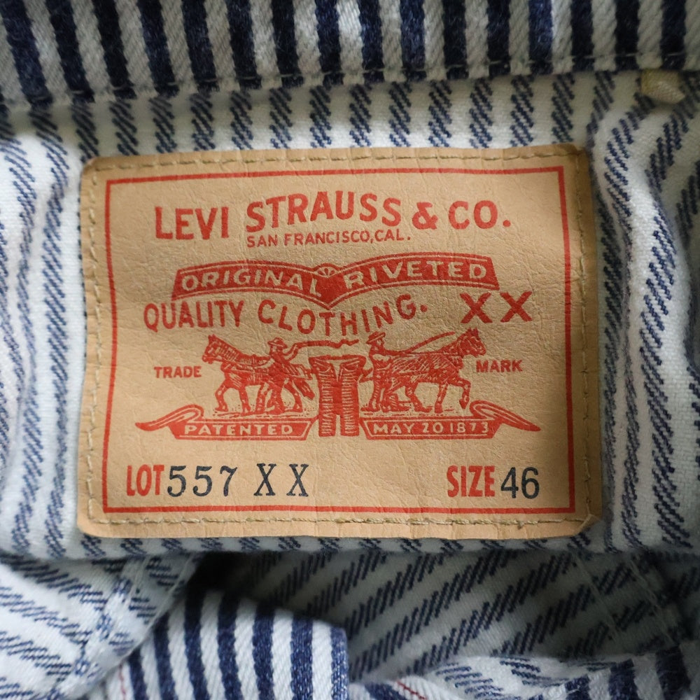 Levi's(リーバイス) 23SS×NIGO 557XX Hickory Stripe Trucker Jacket ヒッコリーストライプ トラッカー デニム ジャケット ホワイト/ブルー A5904-0000