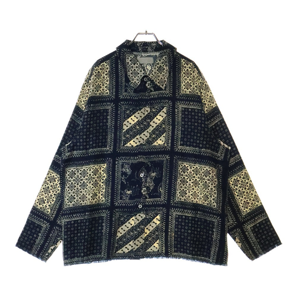 KITH(キス) Silk Twill Boxy Collared Overshirt Vista シルクツイル ボクシーカラー オーバーシャツ ネイビー