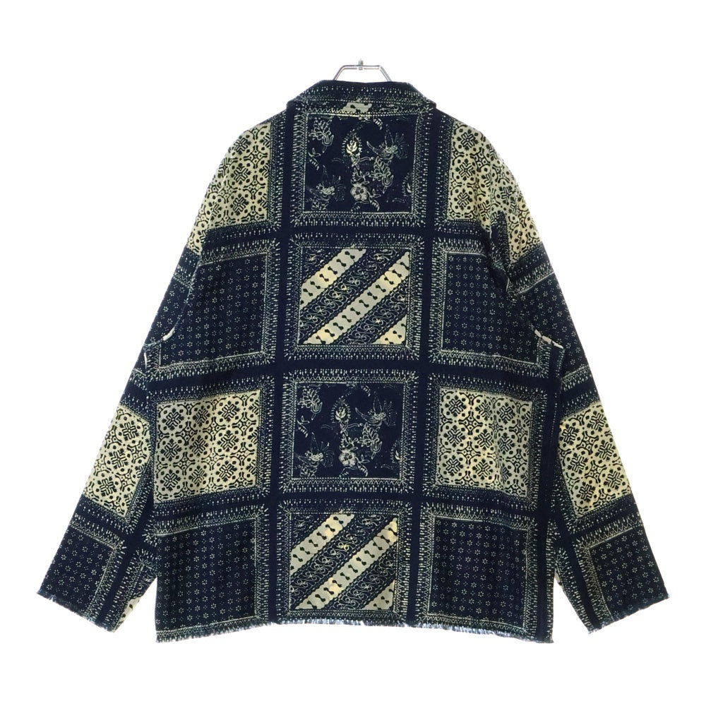 KITH(キス) Silk Twill Boxy Collared Overshirt Vista シルクツイル ボクシーカラー オーバーシャツ ネイビー