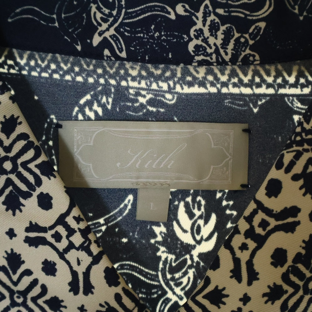 KITH(キス) Silk Twill Boxy Collared Overshirt Vista シルクツイル ボクシーカラー オーバーシャツ ネイビー