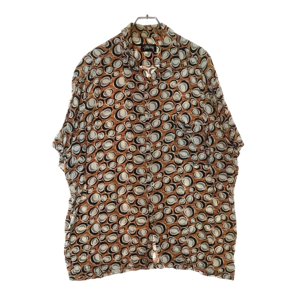 STUSSY(ステューシー) OLD オールド 総柄 オープンカラー 半袖シャツ オレンジ/ホワイト