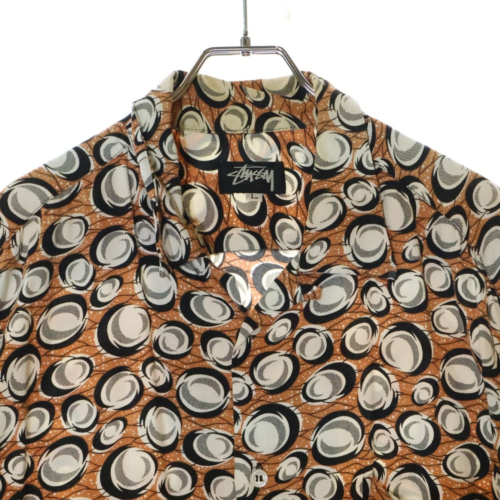 STUSSY(ステューシー) OLD オールド 総柄 オープンカラー 半袖シャツ オレンジ/ホワイト