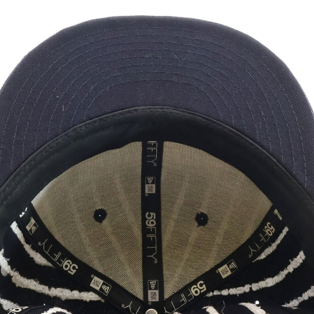 SUPREME(シュプリーム) 19SS ×NEW ERA Text Stripe Cap ニューエラ テキストストライプ 6パネル ベースボールキャップ 帽子 ネイビー