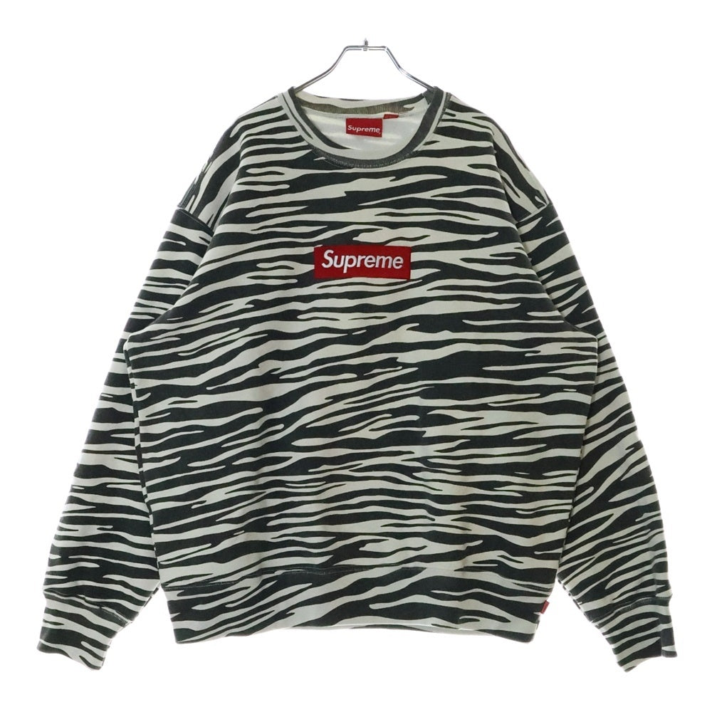 SUPREME(シュプリーム) 22AW Box Logo Crewneck Sweatshirt ゼブラ ボックスロゴ クルーネック スウェット トレーナー ブラック/ホワイト