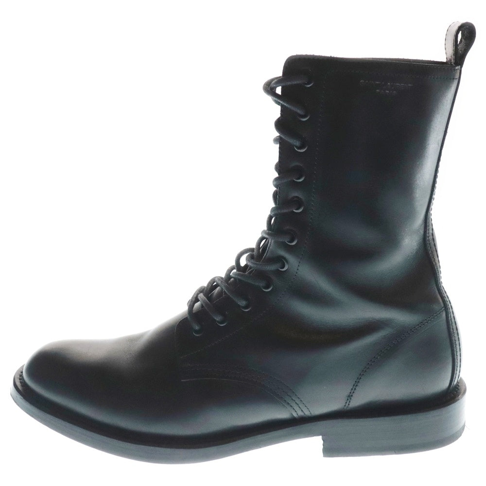 SAINT LAURENT PARIS(サンローランパリ) エディ期 スペイン製 クラシックレンジャー サイドロゴ レザー レースアップブーツ ブラック 330696 BQV00 1000