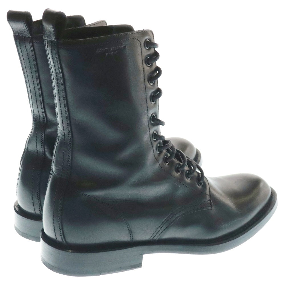 SAINT LAURENT PARIS(サンローランパリ) エディ期 スペイン製 クラシックレンジャー サイドロゴ レザー レースアップブーツ ブラック 330696 BQV00 1000