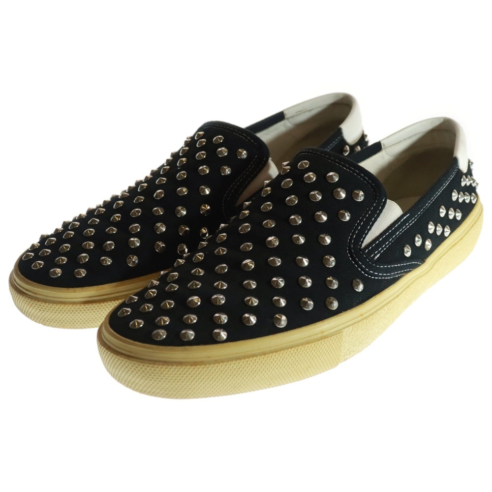 SAINT LAURENT PARIS(サンローランパリ) SLIP-ON スペイン製 スタッズ スリッポン ローカットスニーカー ブラック/シルバー 377365