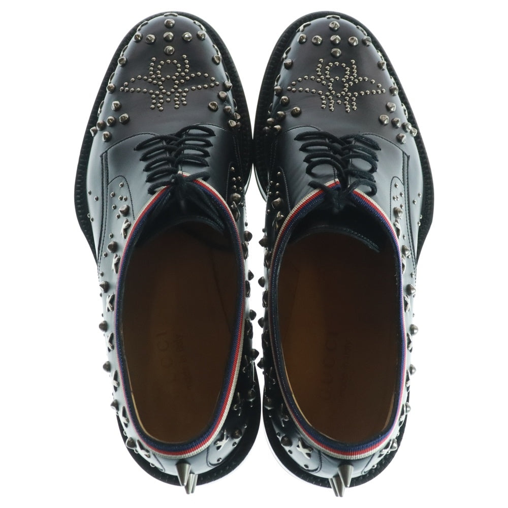 GUCCI(グッチ) シェリーライン プレーントゥ マルチスタッズ レザー ドレスシューズ ブラック 472751