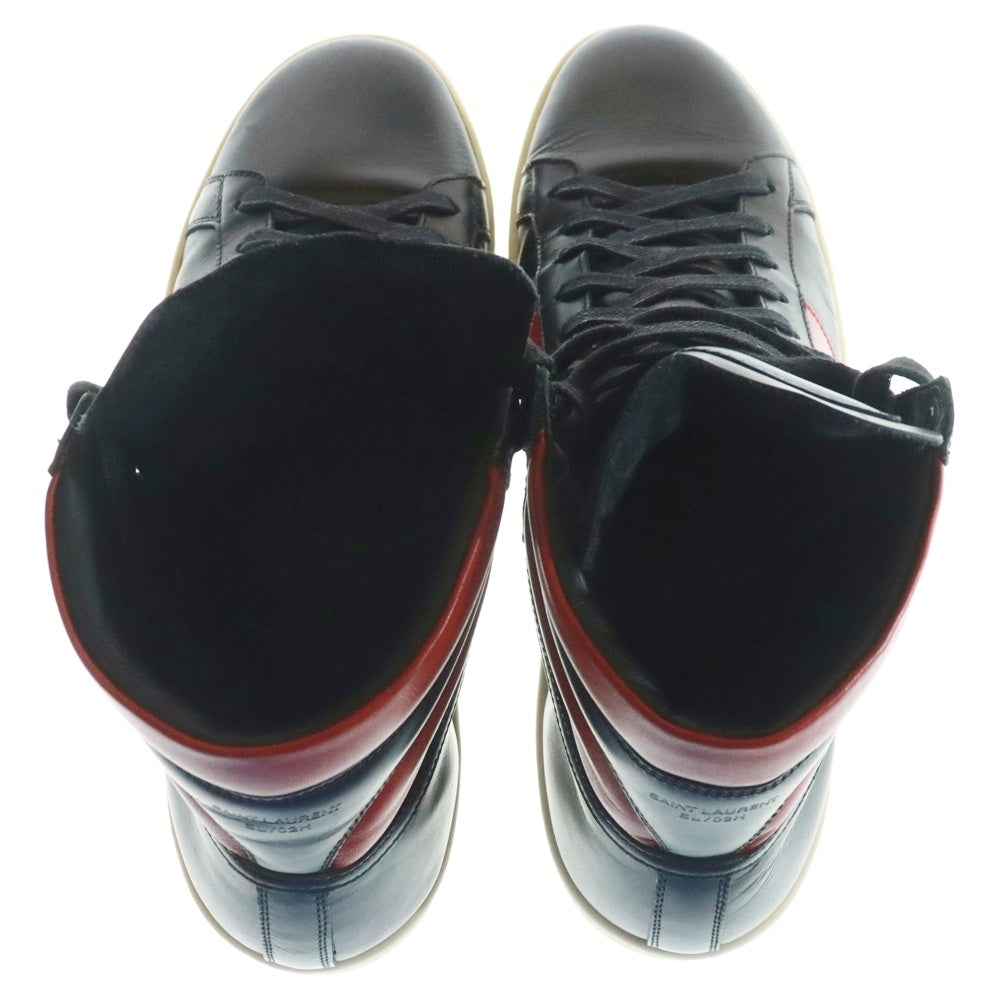SAINT LAURENT PARIS(サンローランパリ) SL/02H バイカラー レザー ハイカットスニーカー ブラック/レッド 330264