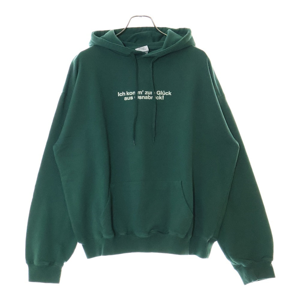 VETEMENTS(ヴェトモン) 18AW TOURIST HOODIE ツーリスト 両面プリント スウェット プルオーバーパーカー グリーン MAH18TR25