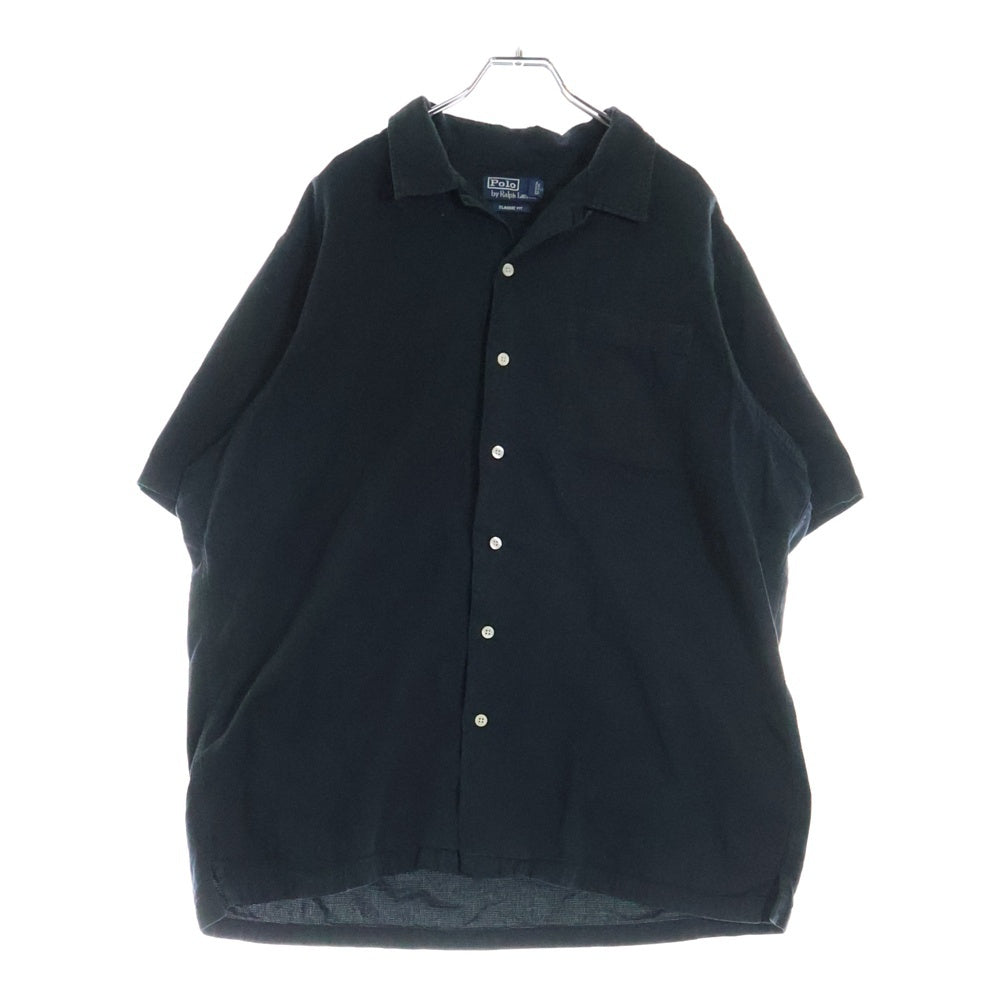 POLO RALPH LAUREN(ポロラルフローレン) 90S VINTAGE ヴィンテージ オープンカラー コットン半袖シャツ ブラック