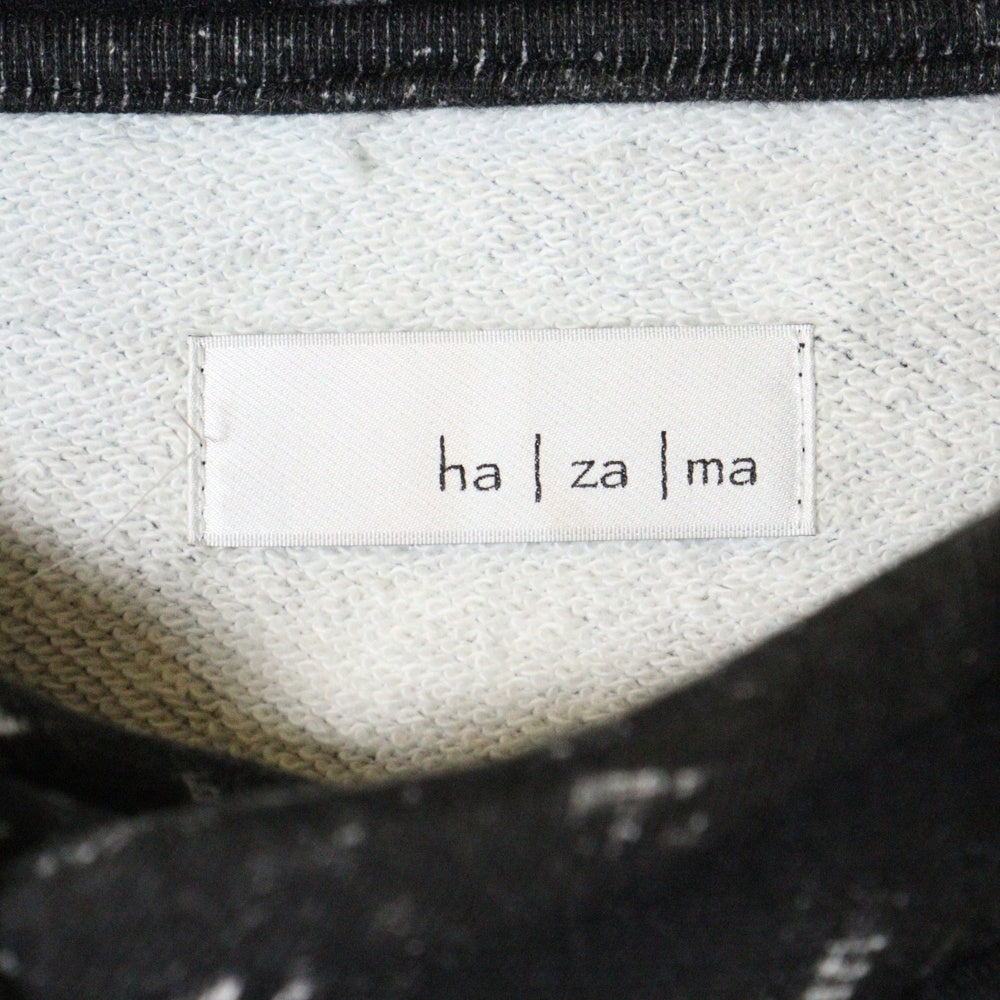 ha | za | ma(ハザマ) 19SS 堕ち去く都市のノースリーブパーカー グラフィックプリント スウェット ワンピース ブラック/ホワイト