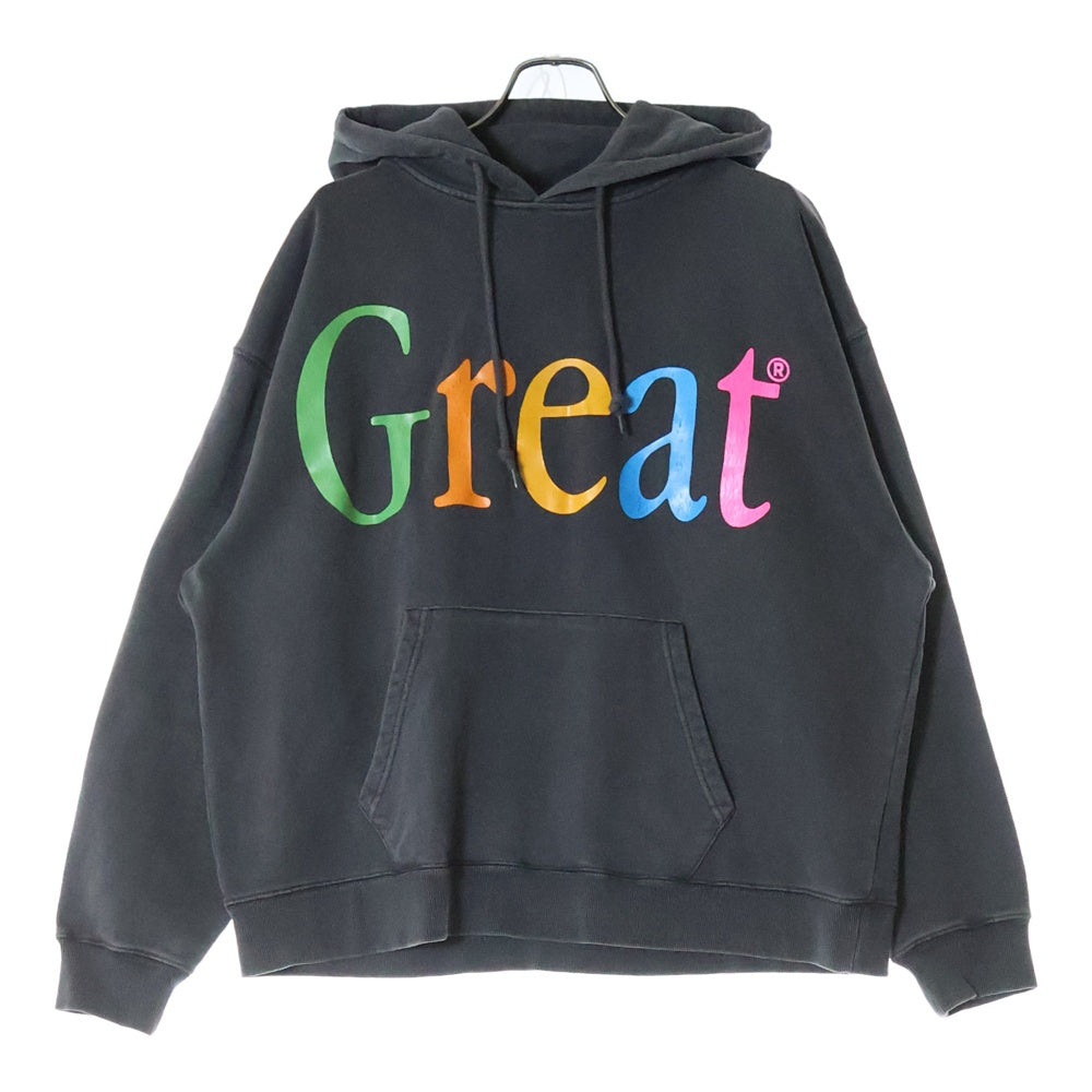 greatLand(グレイトランド) ORIGINAL GREAT HOODED SWEATSHIRT オリジナル グレート ロゴエンブロイダリー スウェット プルオーバーパーカー チャコールグレー 2223-423AV2