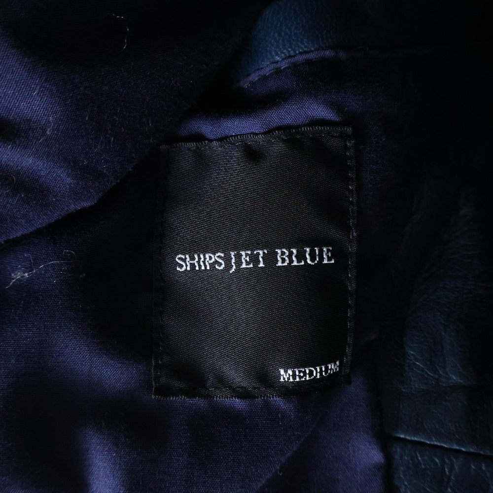 SHIPS JET BLUE(シップスジェットブルー) ラムレザー シングルライダースジャケット ネイビー 124-30-0013