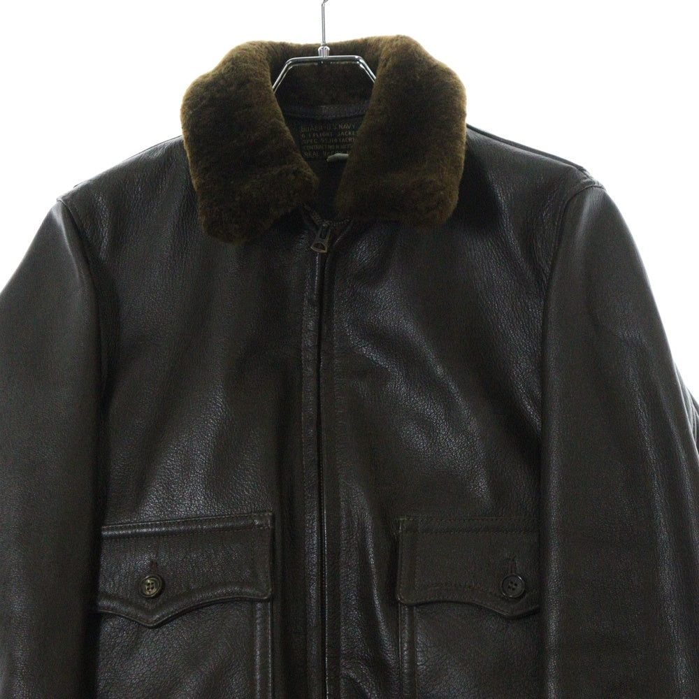 THE REAL McCOY'S(ザリアルマッコイ) U.S.NAVY TYPE G-1 FLIGHT JACKET レザー フライトジャケット ブラウン 383S-39622