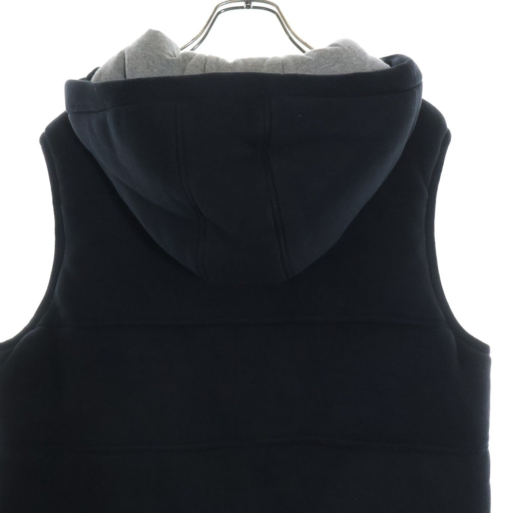 BURBERRY BLACK LABEL(バーバリー ブラックレーベル) ロゴワッペン ボタンダウン フーデット ダウンベスト ブラック D1P10-419-09
