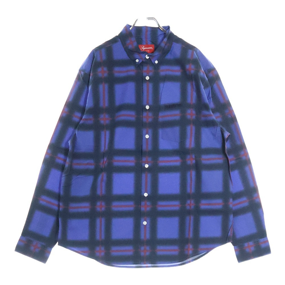 SUPREME(シュプリーム) 21SS Spray Tartan Shirt スプレー タータンチェック 長袖シャツ パープル