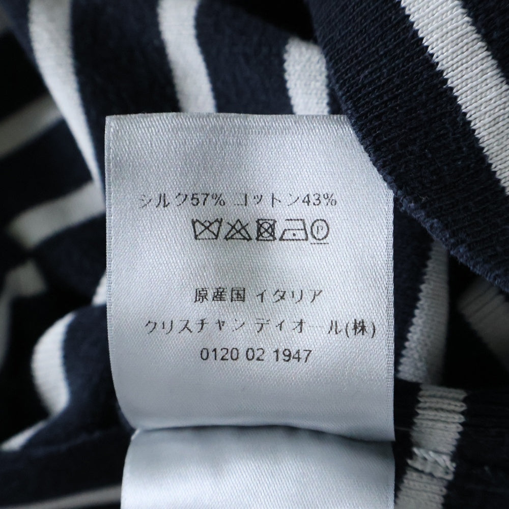 DIOR(ディオール) フロントロゴ ボーダー シルクコットン 半袖ニット セーター ネイビー/ホワイト 183M647AT234