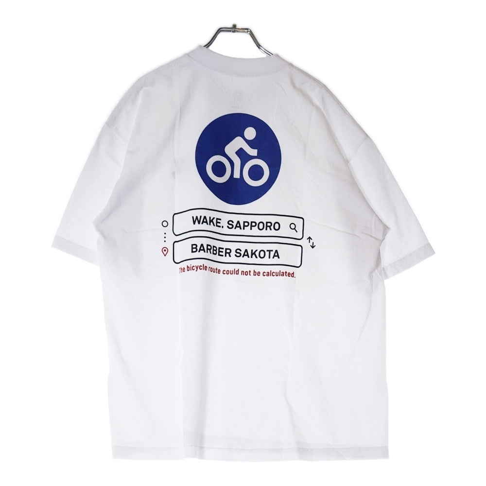 BBS BARBER SAKOTA(バーバーサコタ) ×WAKE SAPPORO bicycle route to wake Tshirt ウェイク札幌 バイシクルプリントTシャツ ホワイト