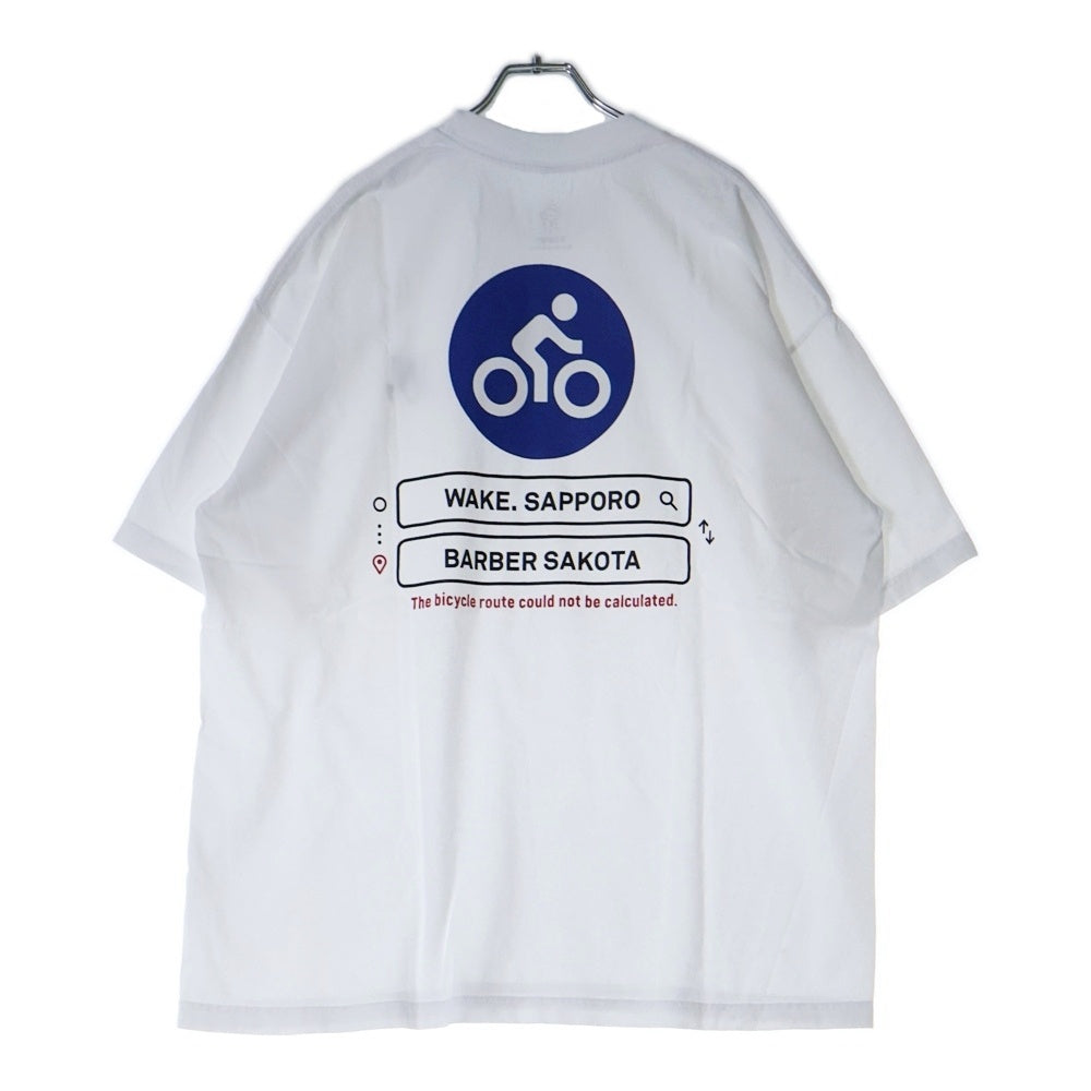 BBS BARBER SAKOTA(バーバーサコタ) ×WAKE SAPPORO bicycle route to wake Tshirt ウェイク札幌 バイシクルプリントTシャツ ホワイト