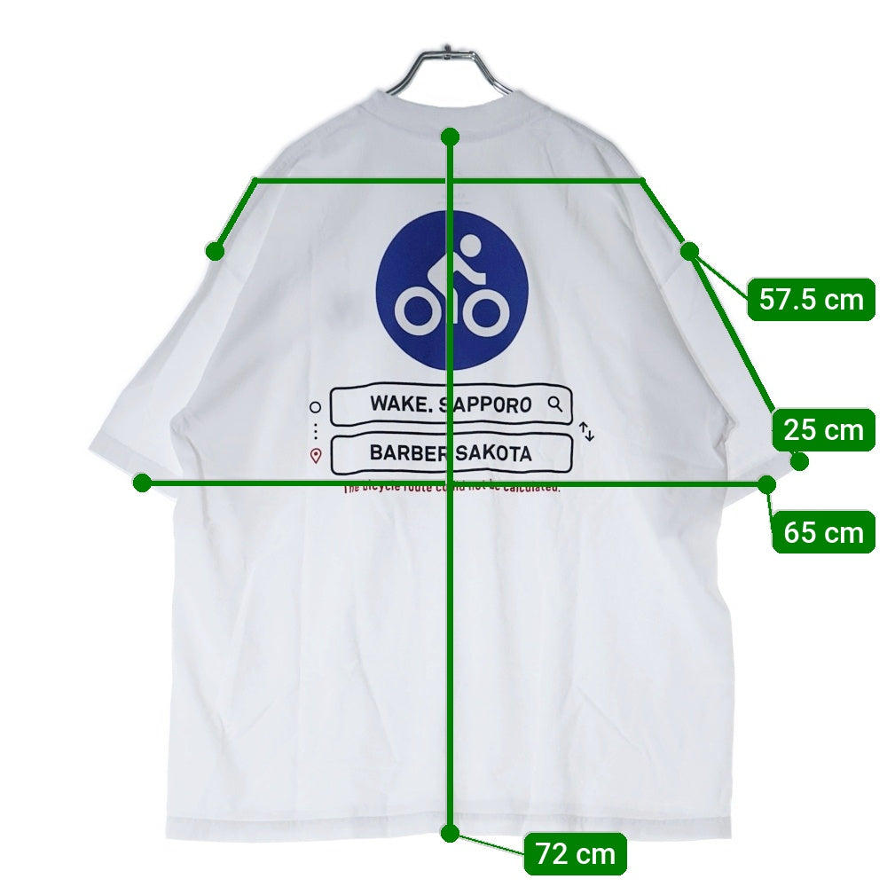BBS BARBER SAKOTA(バーバーサコタ) ×WAKE SAPPORO bicycle route to wake Tshirt ウェイク札幌 バイシクルプリントTシャツ ホワイト