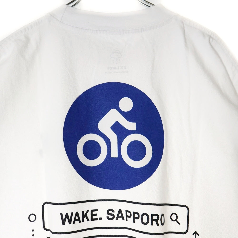 BBS BARBER SAKOTA(バーバーサコタ) ×WAKE SAPPORO bicycle route to wake Tshirt ウェイク札幌 バイシクルプリントTシャツ ホワイト