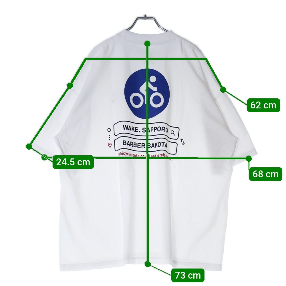 BBS BARBER SAKOTA(バーバーサコタ) ×WAKE SAPPORO bicycle route to wake Tshirt ウェイク札幌 バイシクルプリントTシャツ ホワイト