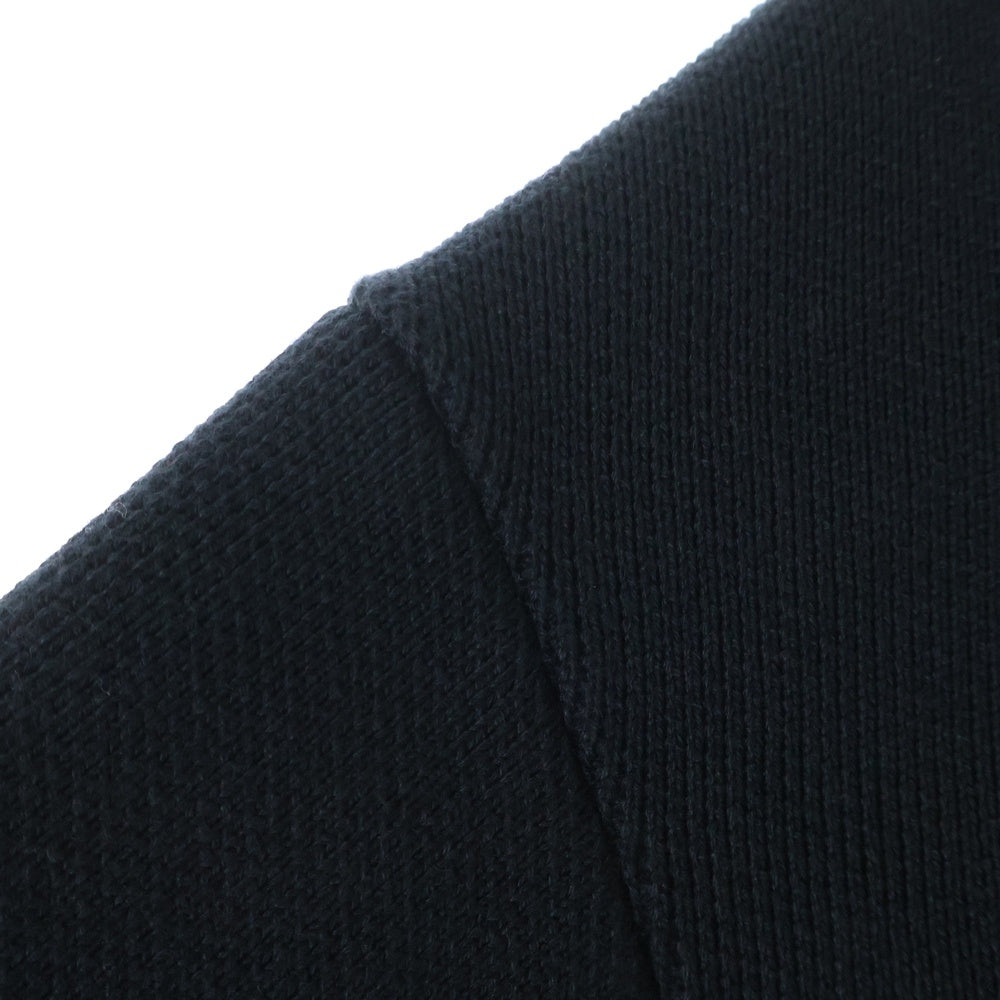 ALMOSTBLACK(オールモストブラック) フロントプリントパッチ ダメージ加工 コットンニット セーター ブラック 22SS-KT02