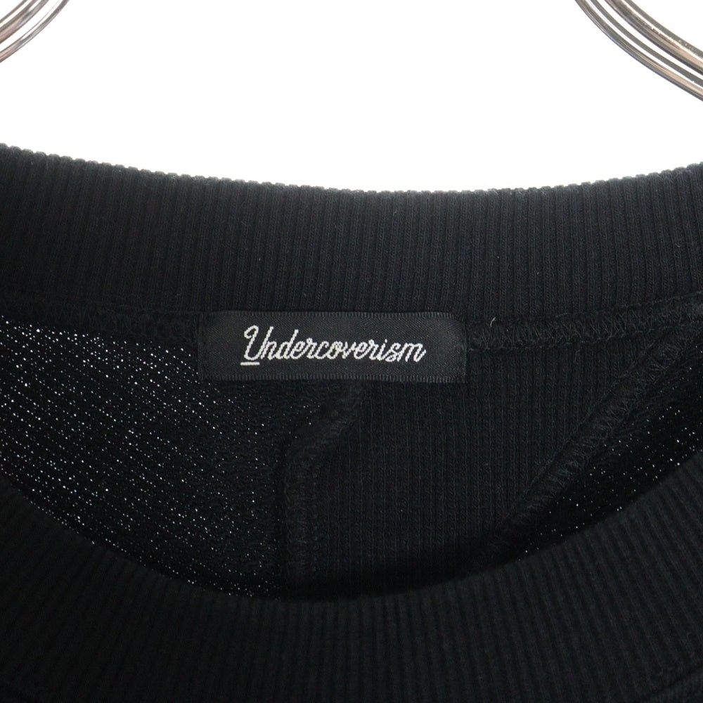 UNDERCOVER ISM(アンダーカバーイズム) 22SS SWEAT SHIRTS 再構築パッチワーク コットン クルーネック スウェット トレーナー ブラック UI1B4801