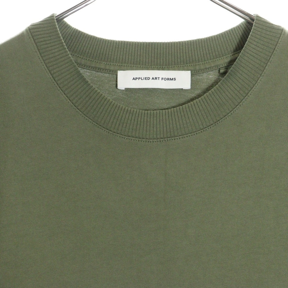 APPLIED ART FORMS(アプライド アート フォームズ) パッチデザイン クルーネック コットン 半袖Tシャツ カットソー カーキ 100040