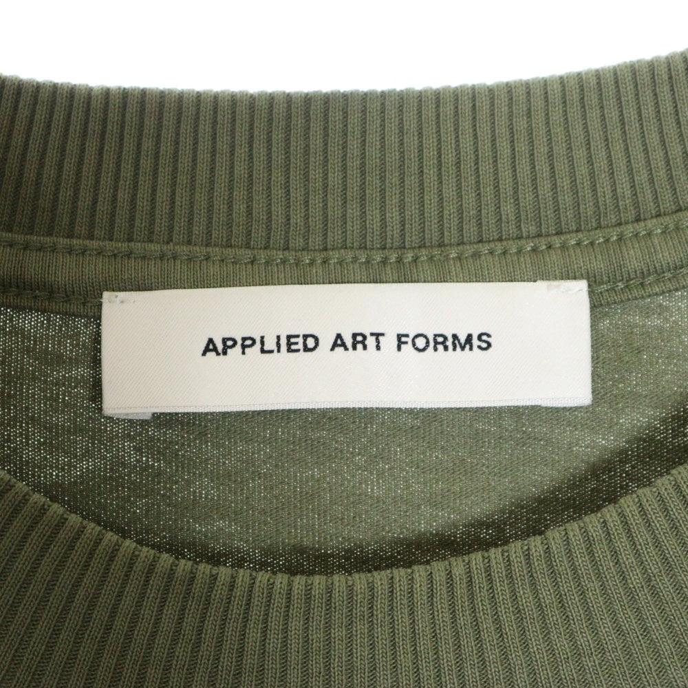 APPLIED ART FORMS(アプライド アート フォームズ) パッチデザイン クルーネック コットン 半袖Tシャツ カットソー カーキ 100040