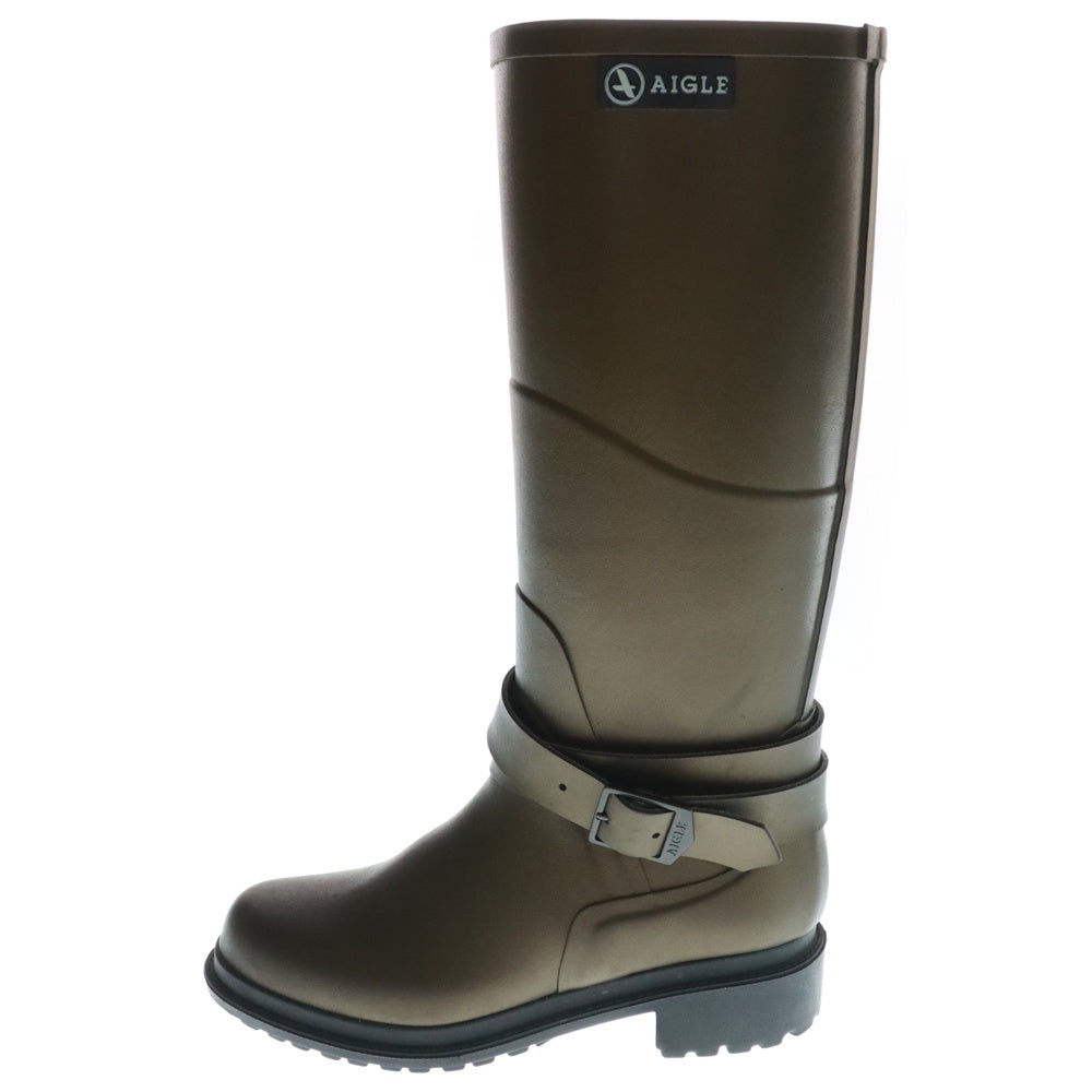AIGLE(エーグル) マカダム レインロングブーツ ベルトデザイン ブラウン レディース