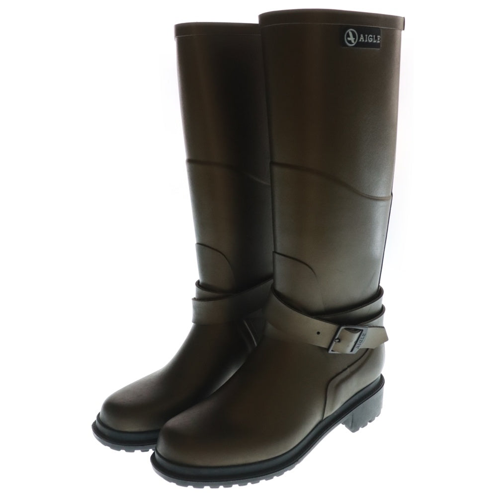 AIGLE(エーグル) マカダム レインロングブーツ ベルトデザイン ブラウン レディース