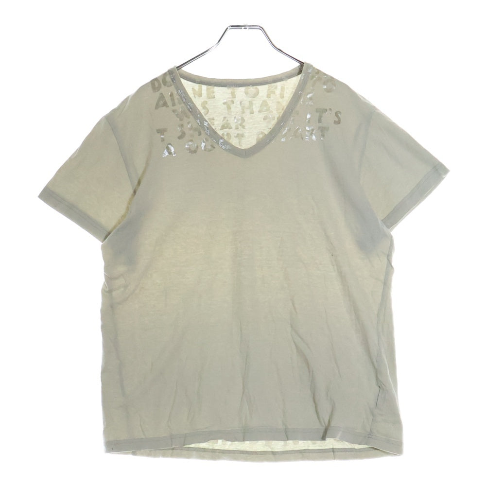 Maison Martin Margiela(メゾンマルタンマルジェラ) 09SS AIDS LOGO Tee エイズ ロゴプリント Vネック半袖Tシャツ カットソー ここのえ期 ベージュ