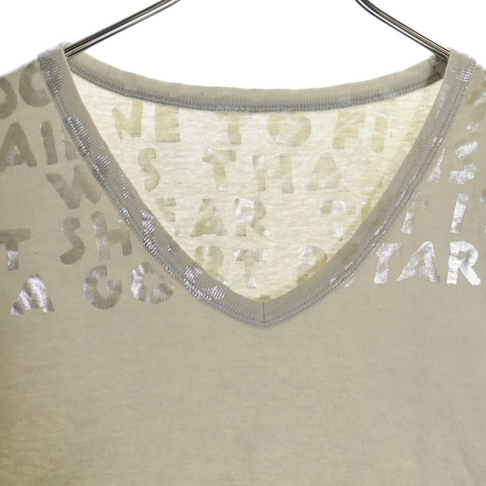 Maison Martin Margiela(メゾンマルタンマルジェラ) 09SS AIDS LOGO Tee エイズ ロゴプリント Vネック半袖Tシャツ カットソー ここのえ期 ベージュ